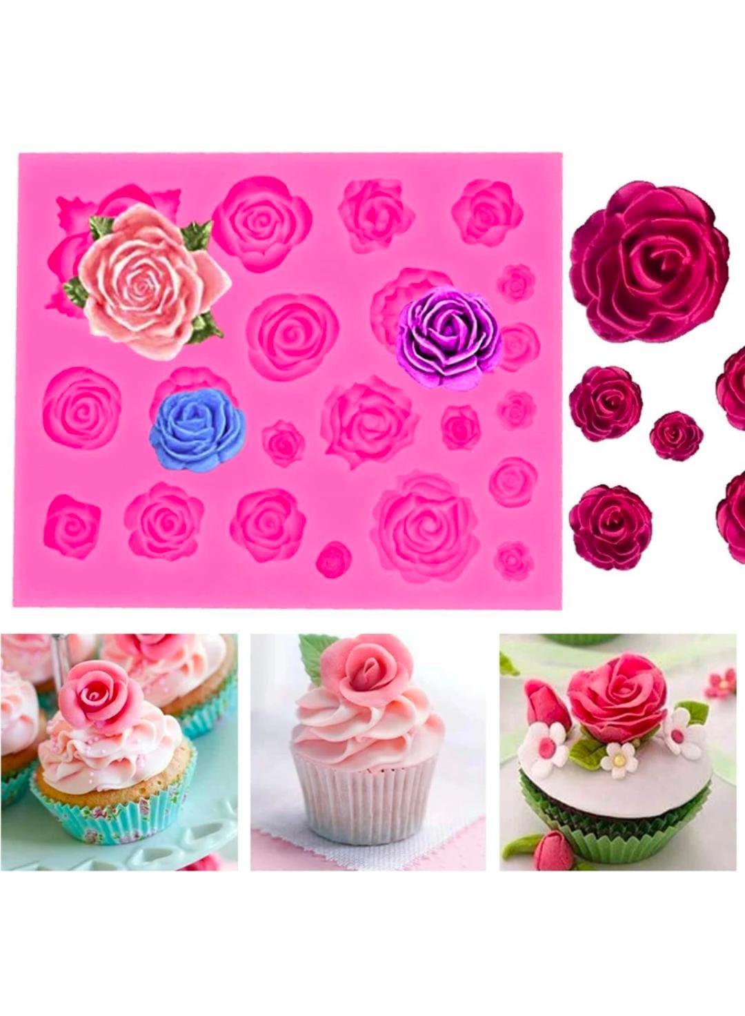 21 CAVITY ROSE SILICONE MOULD