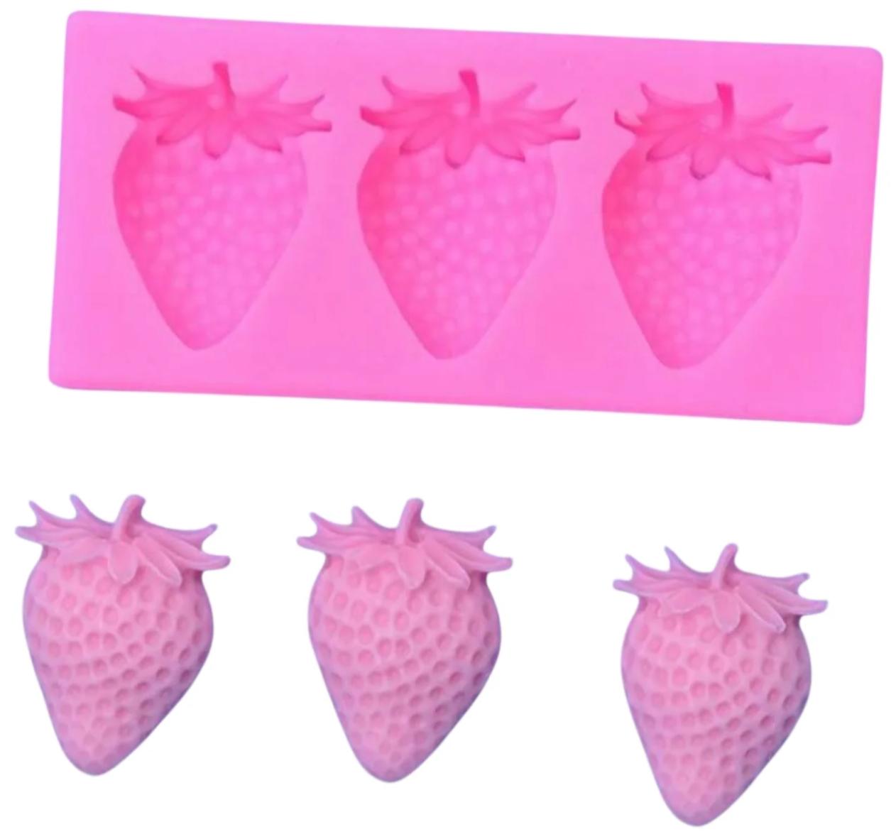3 cavity strawberry silicon mould