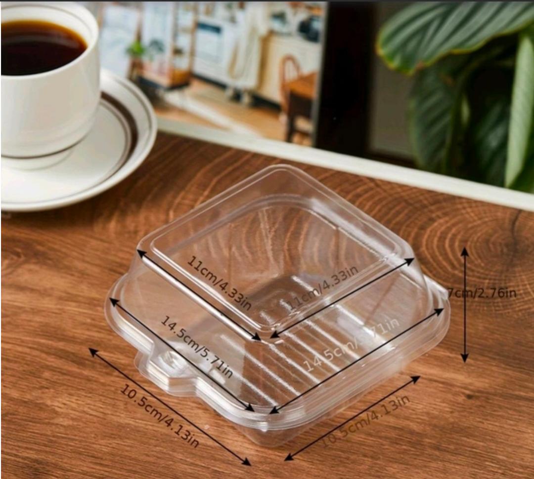 10 PCS PVC Transparent Square Bento Box