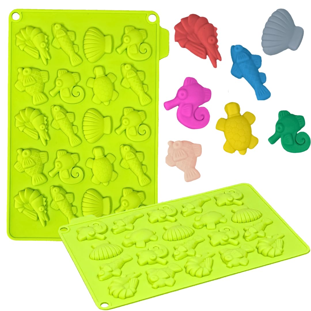 20 CAVITY SHRIMP FISH TURTLE ,SHELL SILICONE CHOCOLATE MOULD