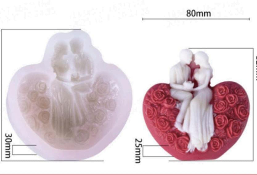 Couple With heart Silicon candle mould