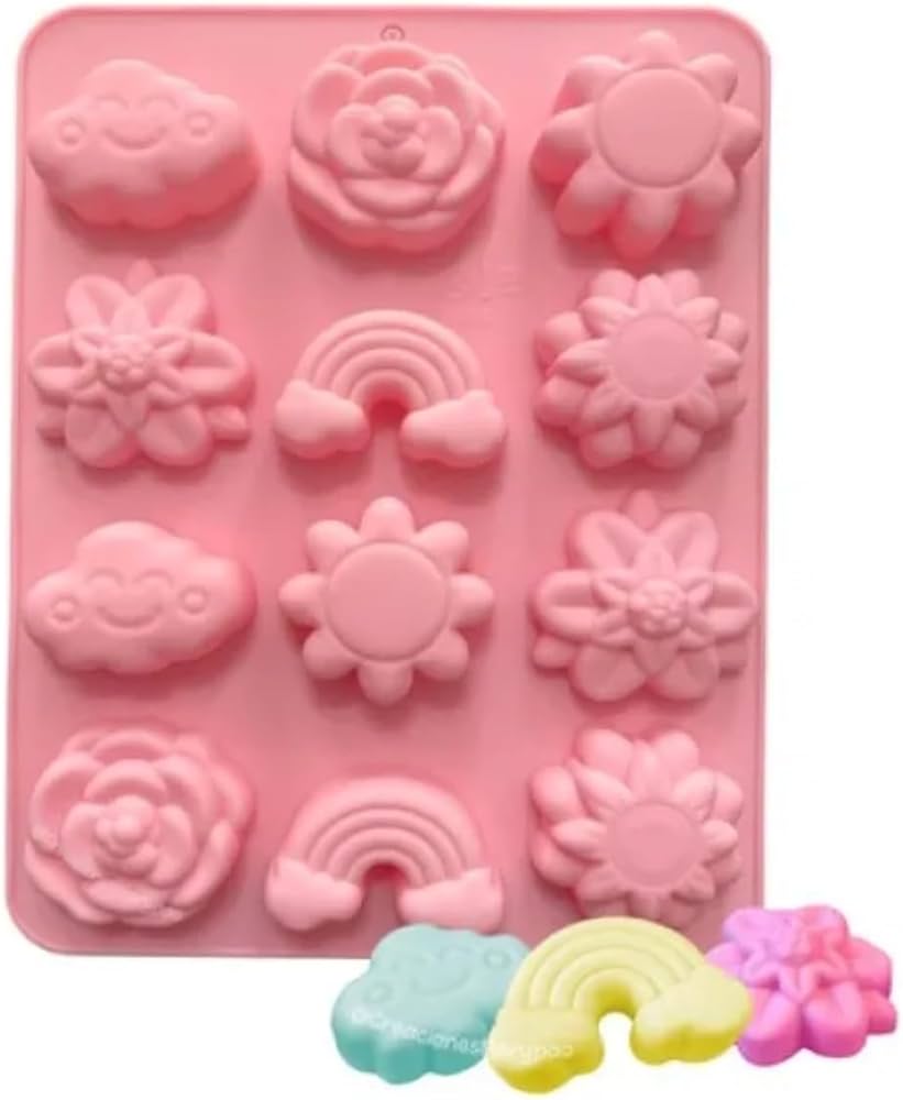 8 CAVITY FLOWER AND RAINBOW SILICONE MOULD