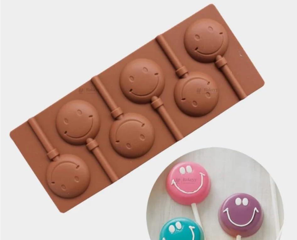 6 CAVITY SMILEY LOLIPOP SILICONE MOULD