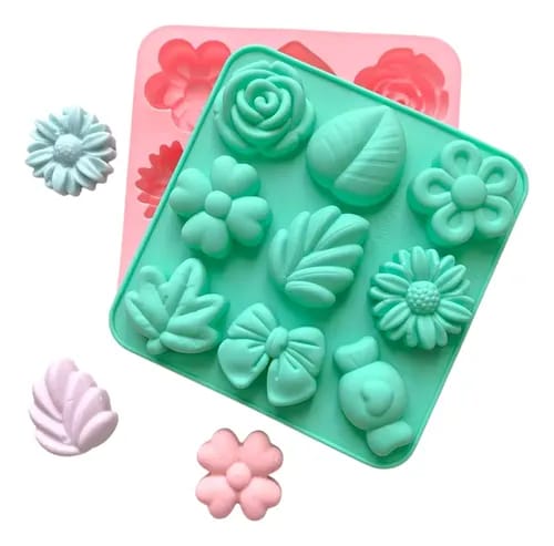 9 CAVITY FLOWERS,BOWS & LEAVES SILICONE MOULD