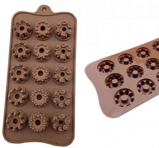 15 CAVITY DONUT MIX SIZE SILICONE MOULD